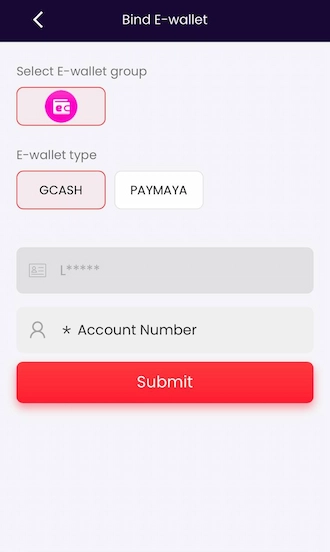 Step 4: Then choose the type of e-wallet that suits you and fill in your account number